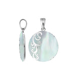 AP-7035-MOP Sterling Silver Designer Pendant With Round Mother Of Pearl Jewelry Bali Designs Inc